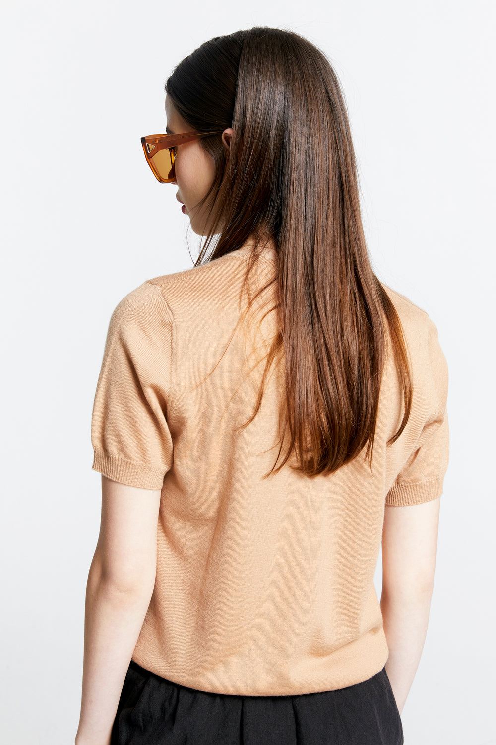 Fleur Cashmere T-Shirt Camel