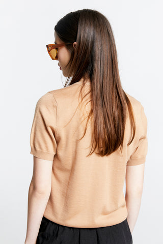 Fleur Cashmere T-Shirt Camel