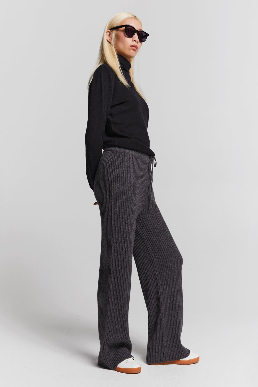 Frances Rib Pants Charcoal