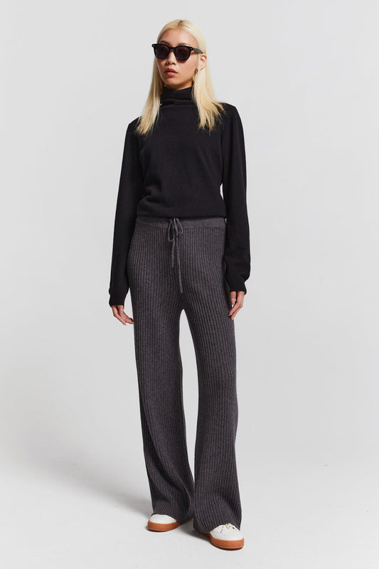 Frances Rib Pants Charcoal