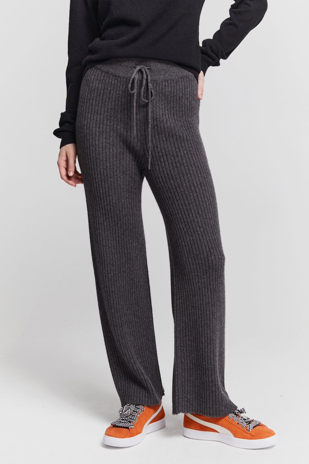 Frances Rib Pants Petite Charcoal