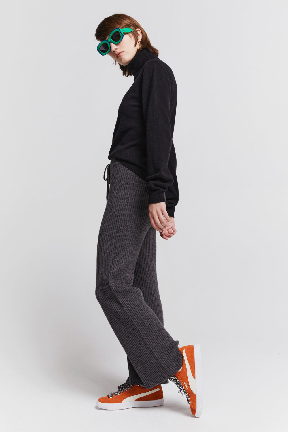 Frances Rib Pants Petite Charcoal