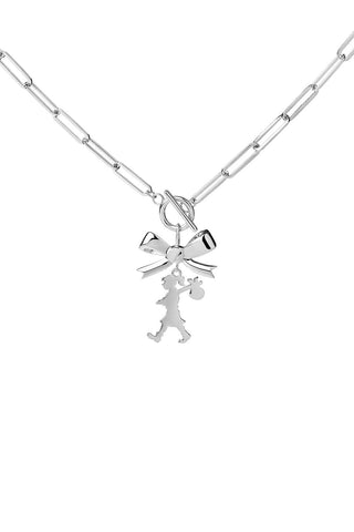 Girl with the Bow Necklace Silver