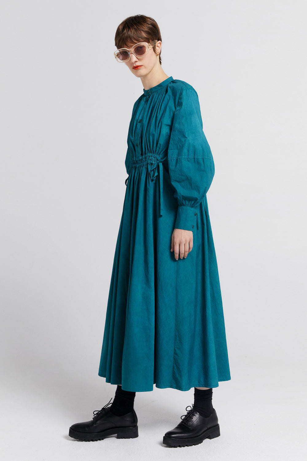 Hiruma Organic Cotton Shirt Dress Teal
