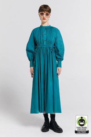 Hiruma Organic Cotton Shirt Dress Teal