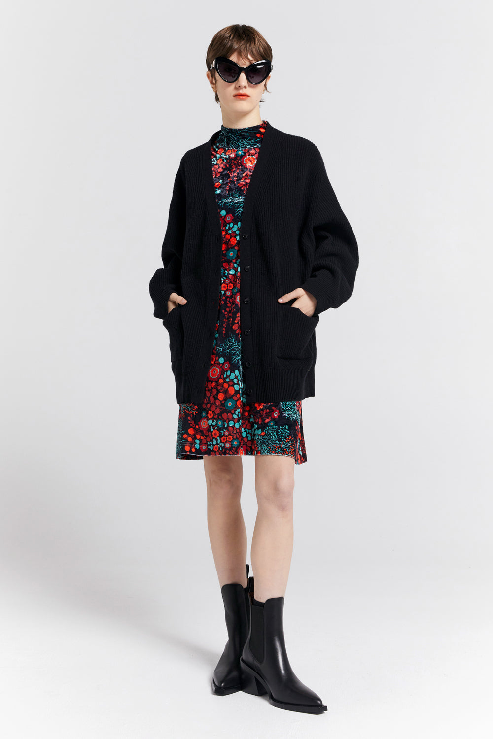 Keiko Oversized Cashmere Cardigan Black