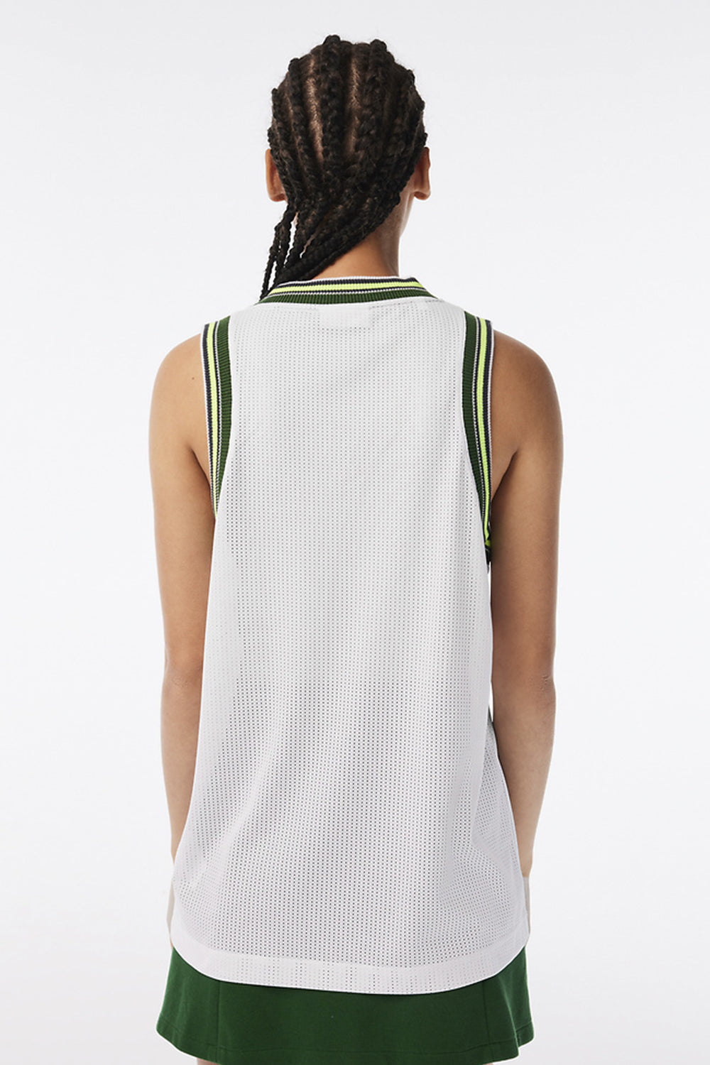 Lacoste Contrast V Neck Tank Top White