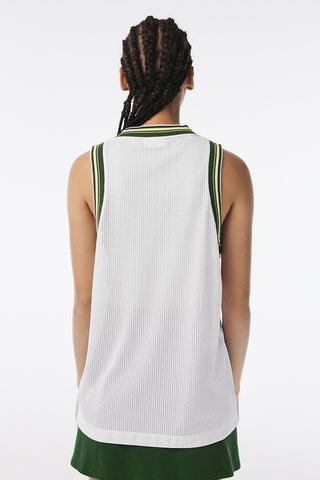 Lacoste Contrast V Neck Tank Top White