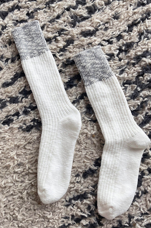Color Block Cottage Socks White Linen/Ht.Grey