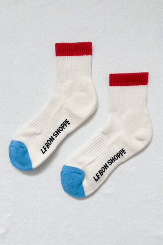Color Block Girlfriend Socks Blue/Red