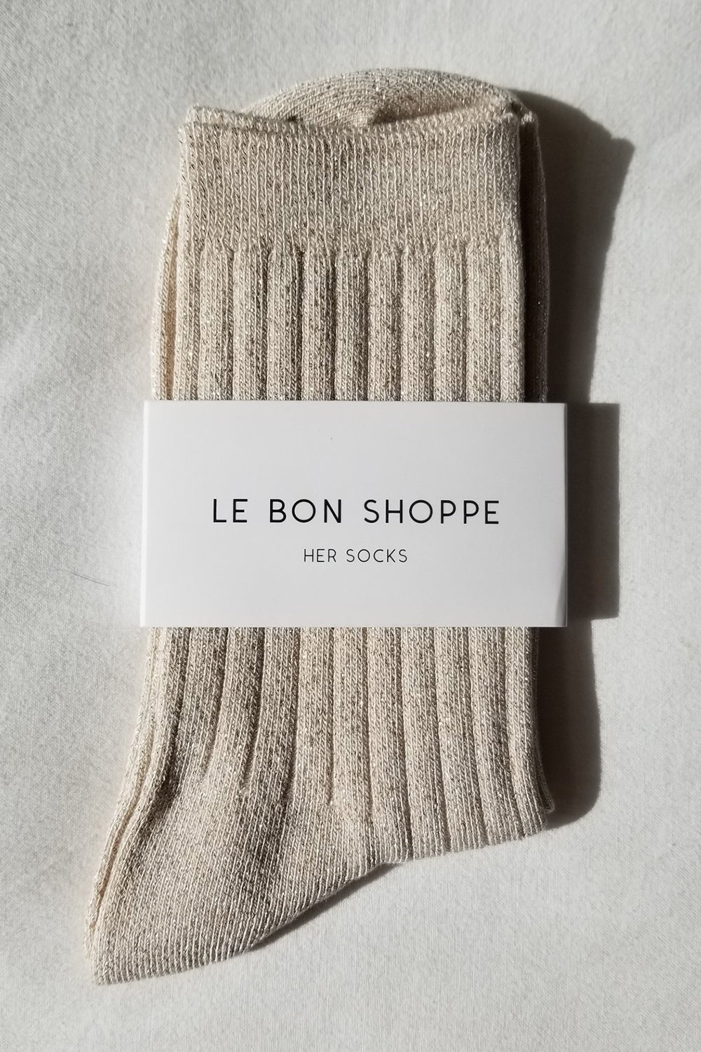 Her Socks Modal Lurex Ivory Gold Glitter