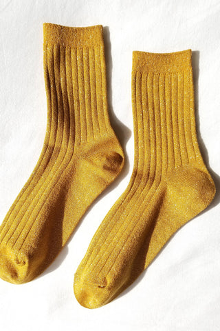 Her Socks Modal Lurex Mustard Glitter