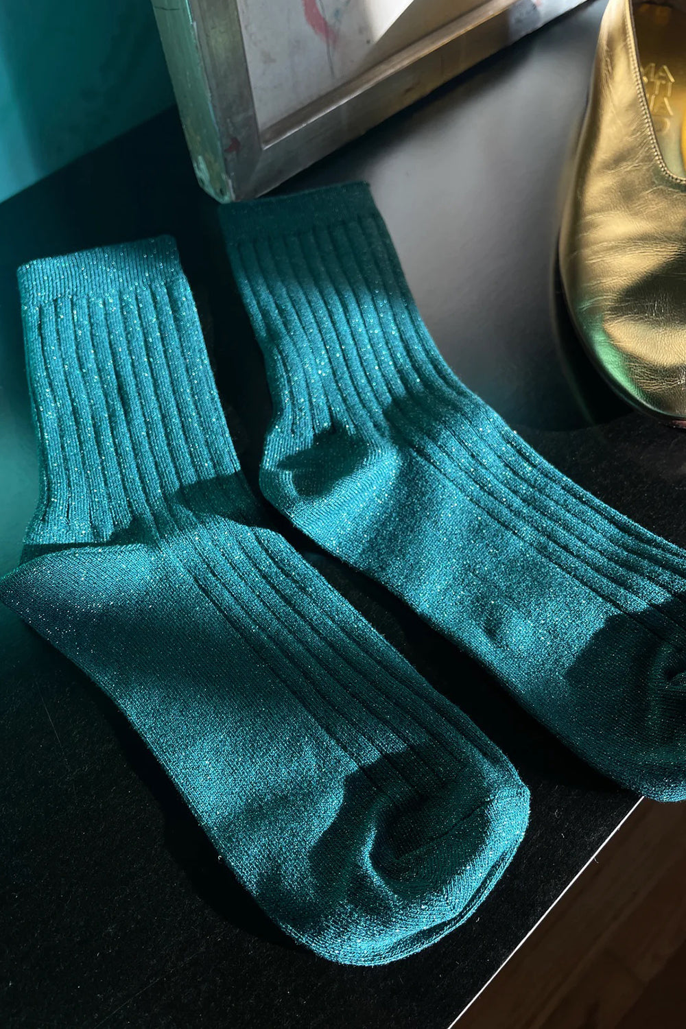 Her Socks Modal Lurex Spruce Glitter