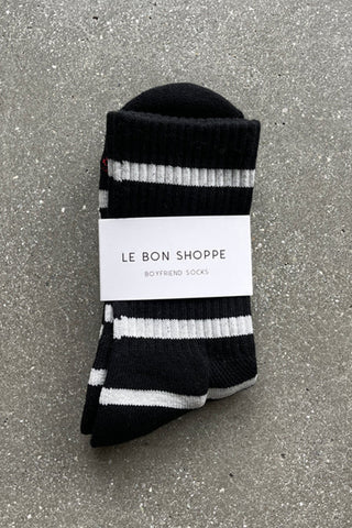 Striped Boyfriend Socks Black Stripe