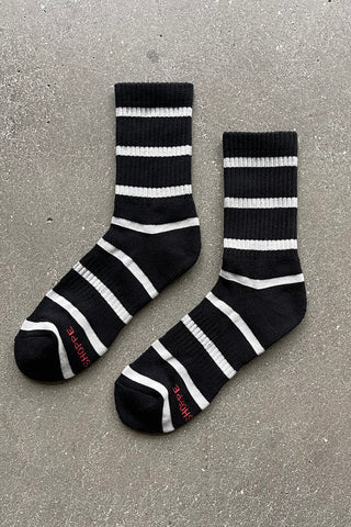 Striped Boyfriend Socks Black Stripe
