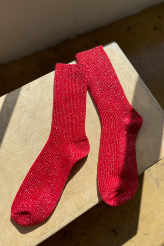 Winter Sparkle Socks Poinsettia