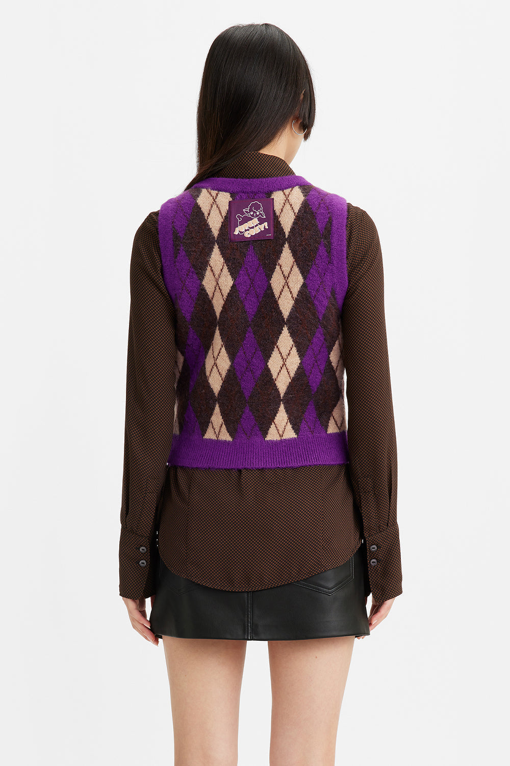 Deja Vu Sweater Vest Argyle Forest Plum