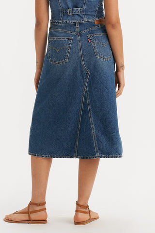 High Rise A-Line Skirt Mid Morning Medium Wash