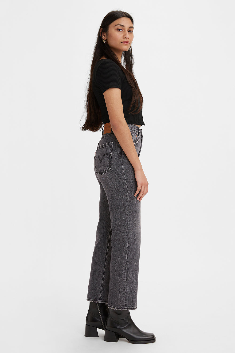 Ribcage Straight Full Length Jeans Black Worn In