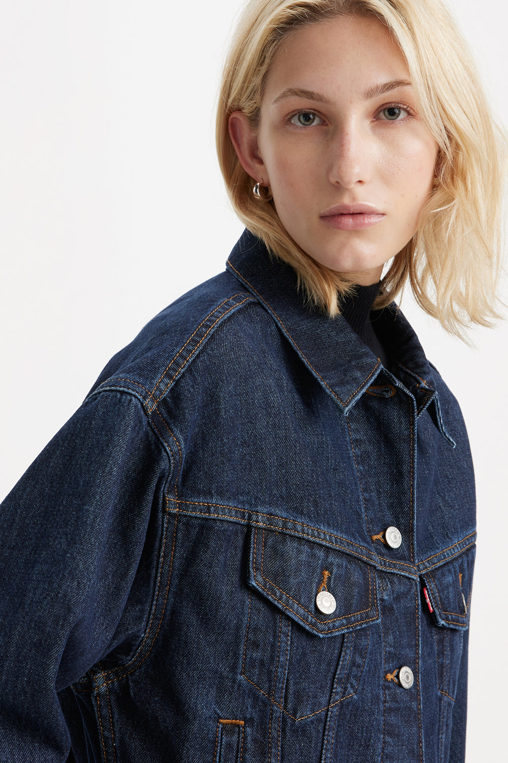 Shrunken '90s Trucker Jacket Remember Together Blue