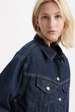 Shrunken '90s Trucker Jacket Remember Together Blue