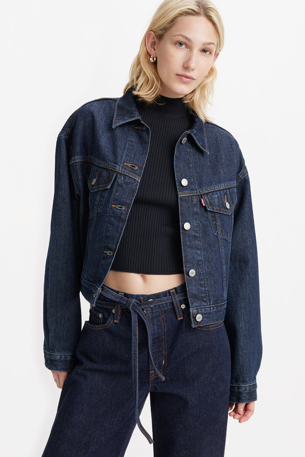 Shrunken '90s Trucker Jacket Remember Together Blue
