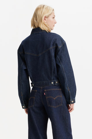 Shrunken '90s Trucker Jacket Remember Together Blue