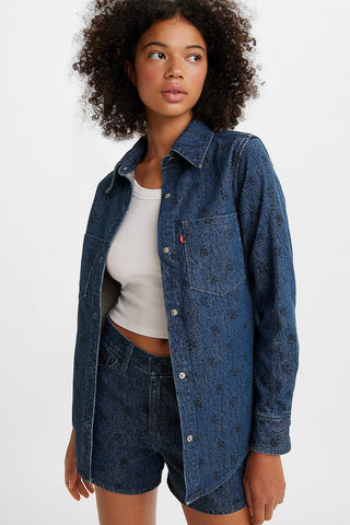 Wellthread® Petal Shirt Flowers in the Rain Denim