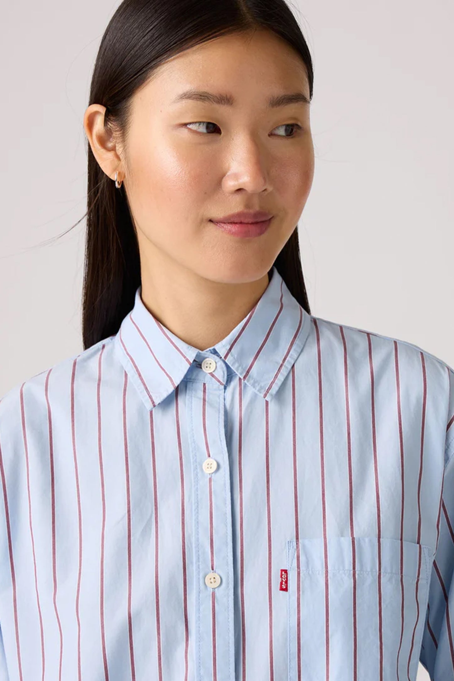 Harlie Boyfriend Shirt Hug Stripe Chambray Blue