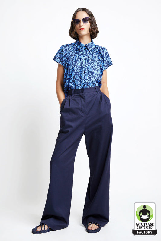 Long Workwear Organic Cotton Pants Navy