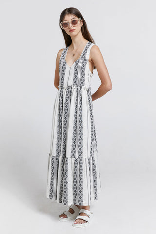 Lotus Tiered Dress Black/Cream