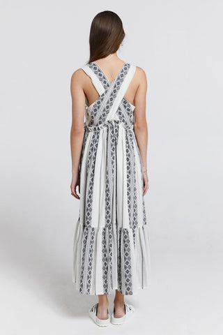 Lotus Tiered Dress Black/Cream