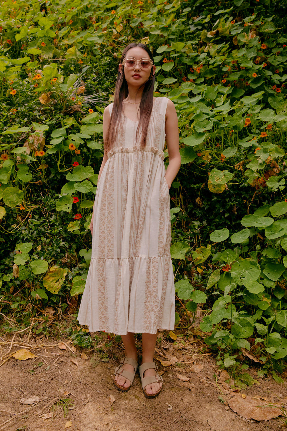 Lotus Tiered Dress Sand/Cream