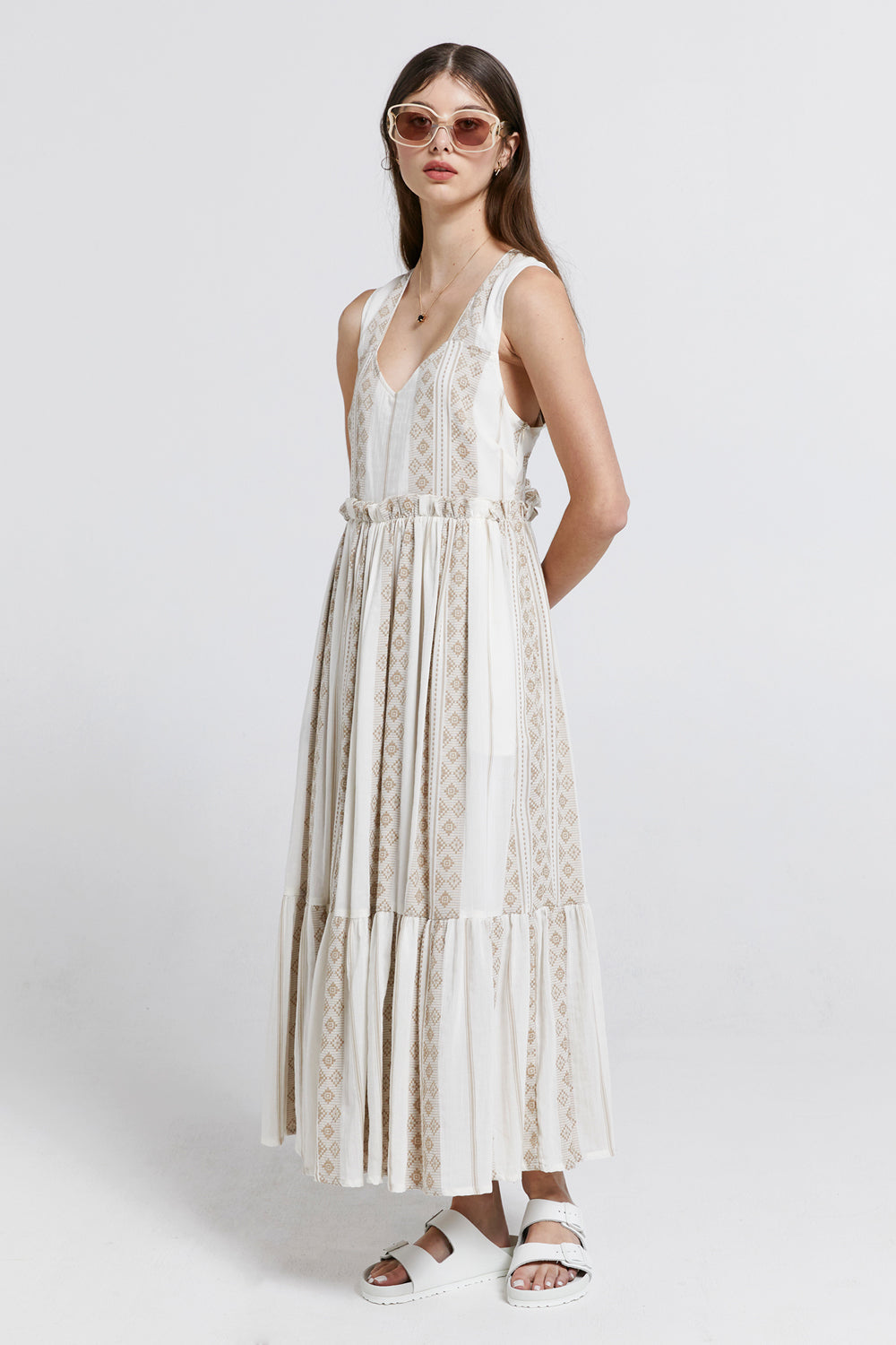 Lotus Tiered Dress Sand/Cream