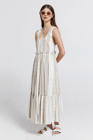 Lotus Tiered Dress Sand/Cream