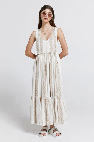 Lotus Tiered Dress Sand/Cream