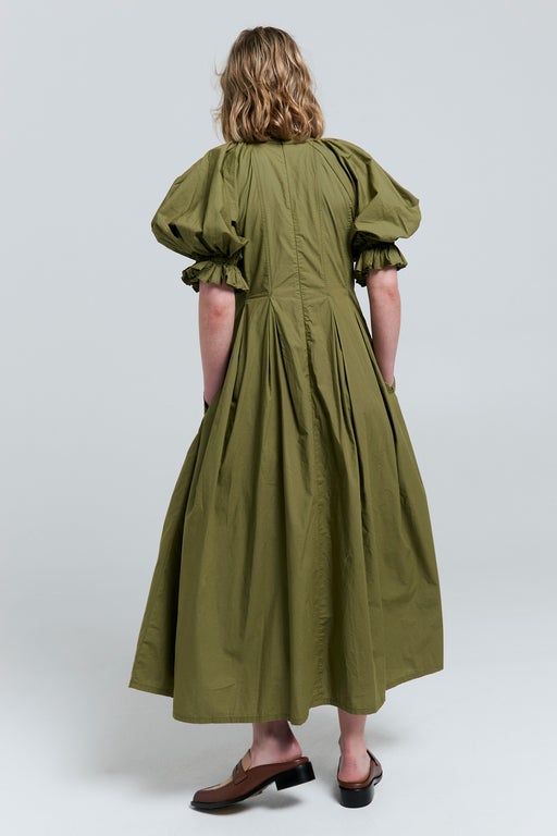 Melody Organic Cotton Dress Olive Green
