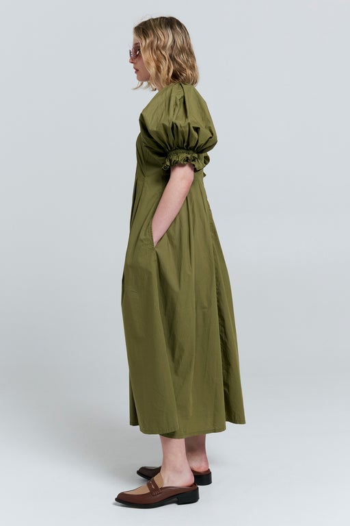 Melody Organic Cotton Dress Olive Green