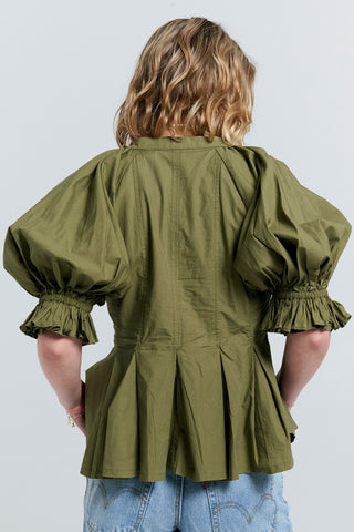 Melody Organic Cotton Top Olive Green