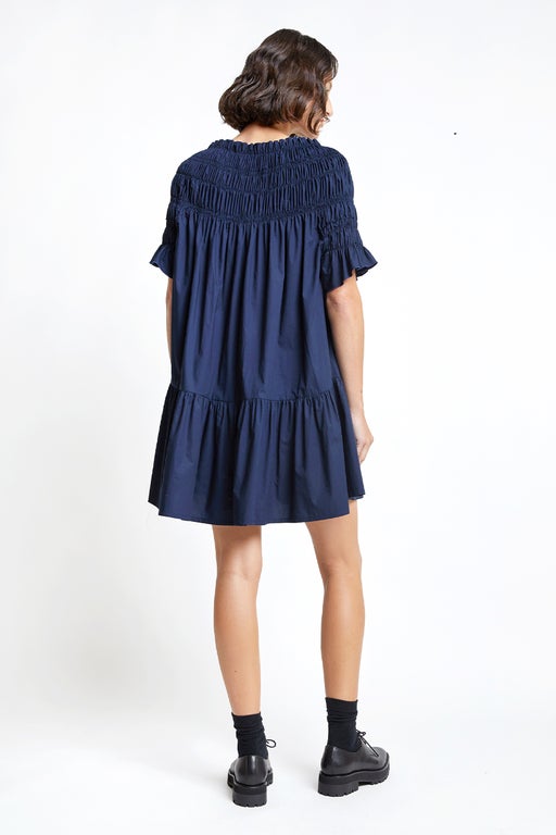 Mini Orestes Organic Cotton Dress Navy