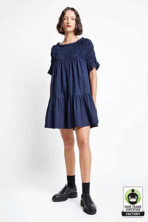 Mini Orestes Organic Cotton Dress Navy