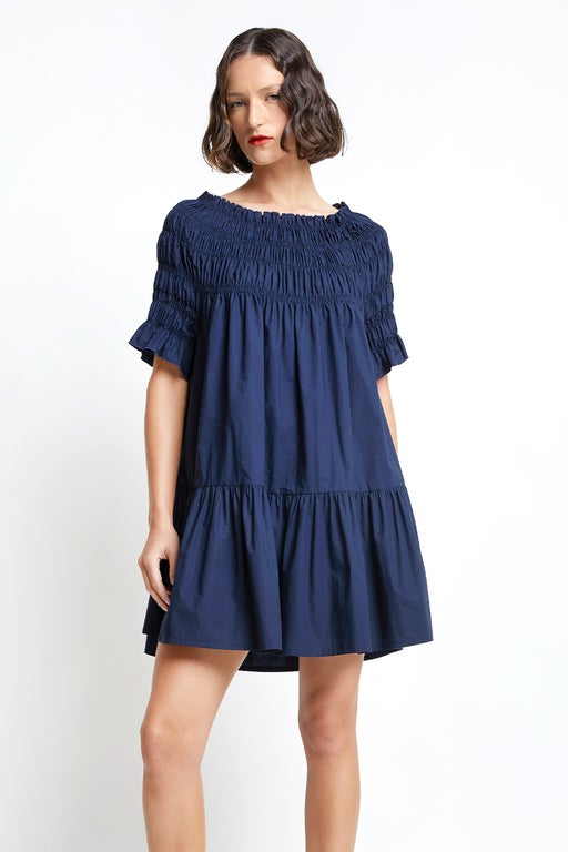 Mini Orestes Organic Cotton Dress Navy