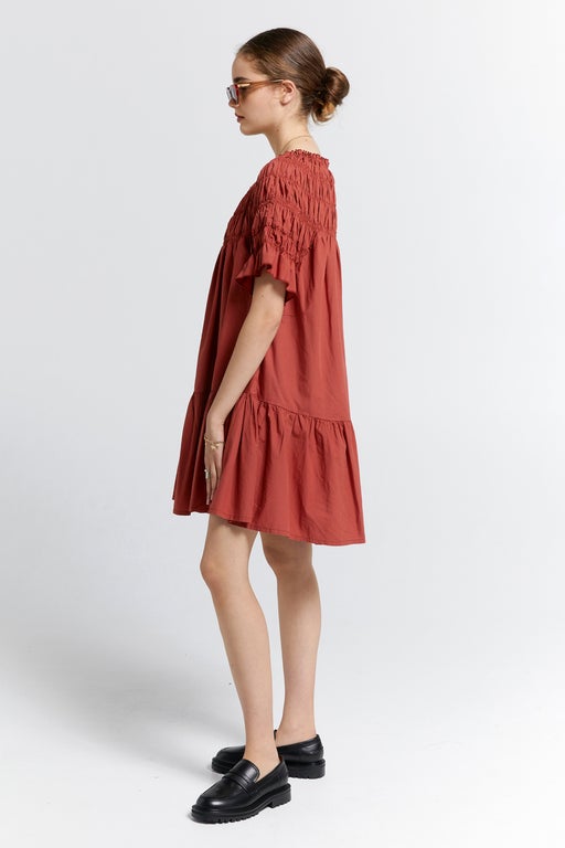 Mini Orestes Organic Cotton Dress Rustic Brown