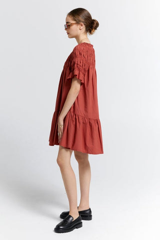 Mini Orestes Organic Cotton Dress Rustic Brown