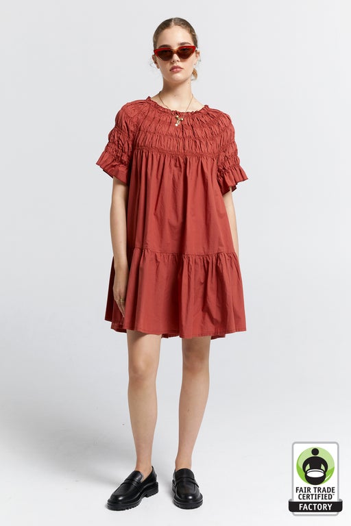 Mini Orestes Organic Cotton Dress Rustic Brown