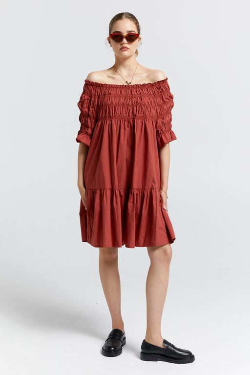 Mini Orestes Organic Cotton Dress Rustic Brown