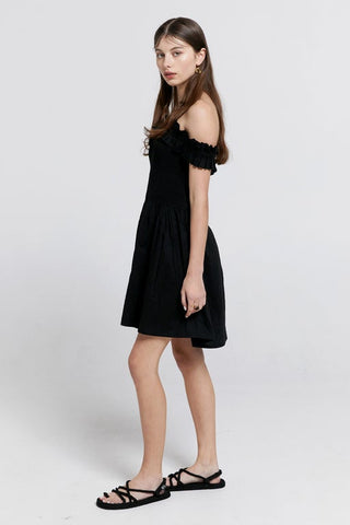 Mini Sessile Organic Cotton Halter Dress Black
