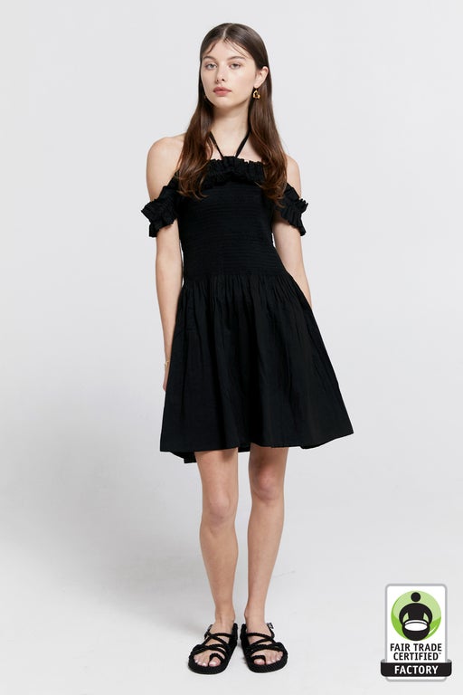 Mini Sessile Organic Cotton Halter Dress Black