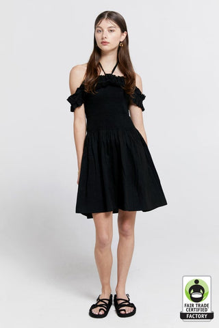 Mini Sessile Organic Cotton Halter Dress Black