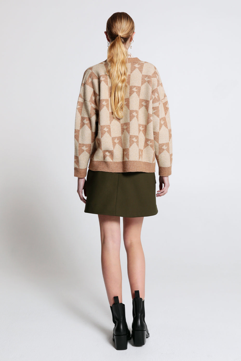 Monogram Chunky Cardigan Tan